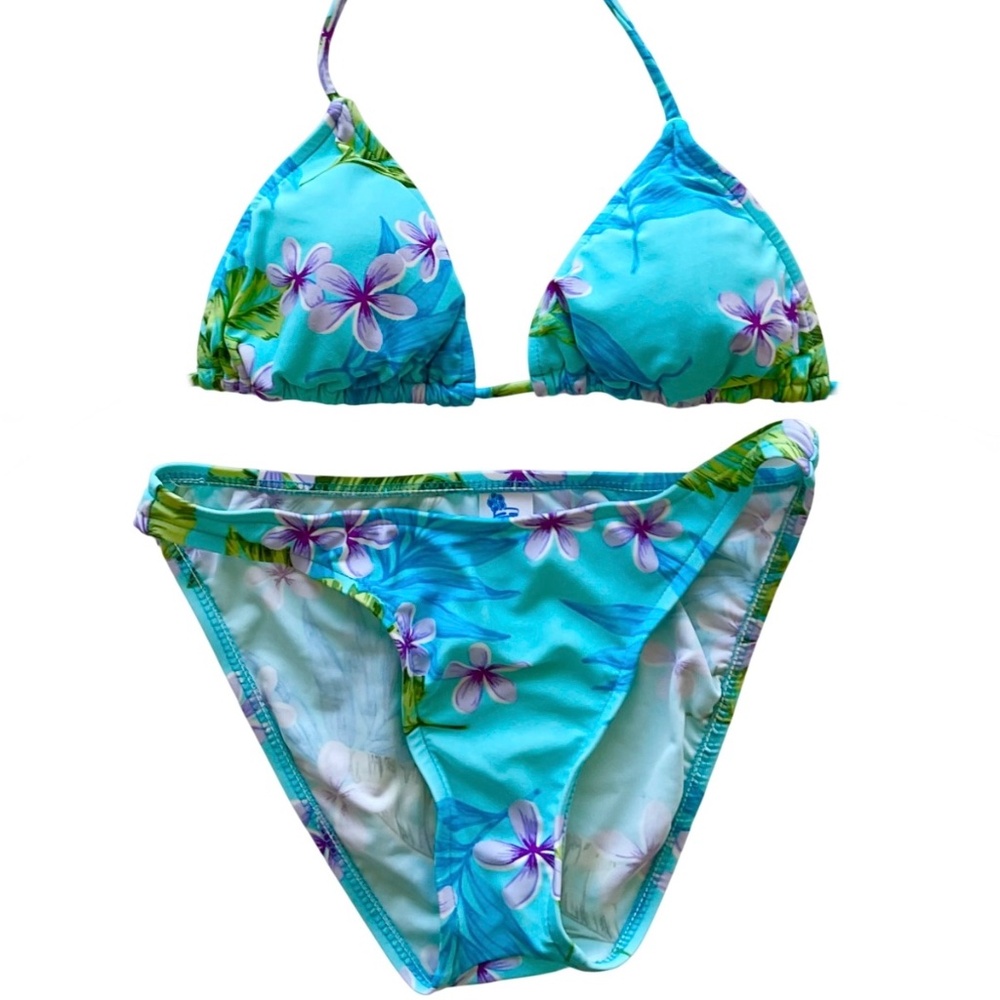 Heatwave aqua blue tropical floral bikini Size Mediun